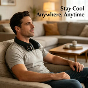 Rechargeable neck fan with digital battery display