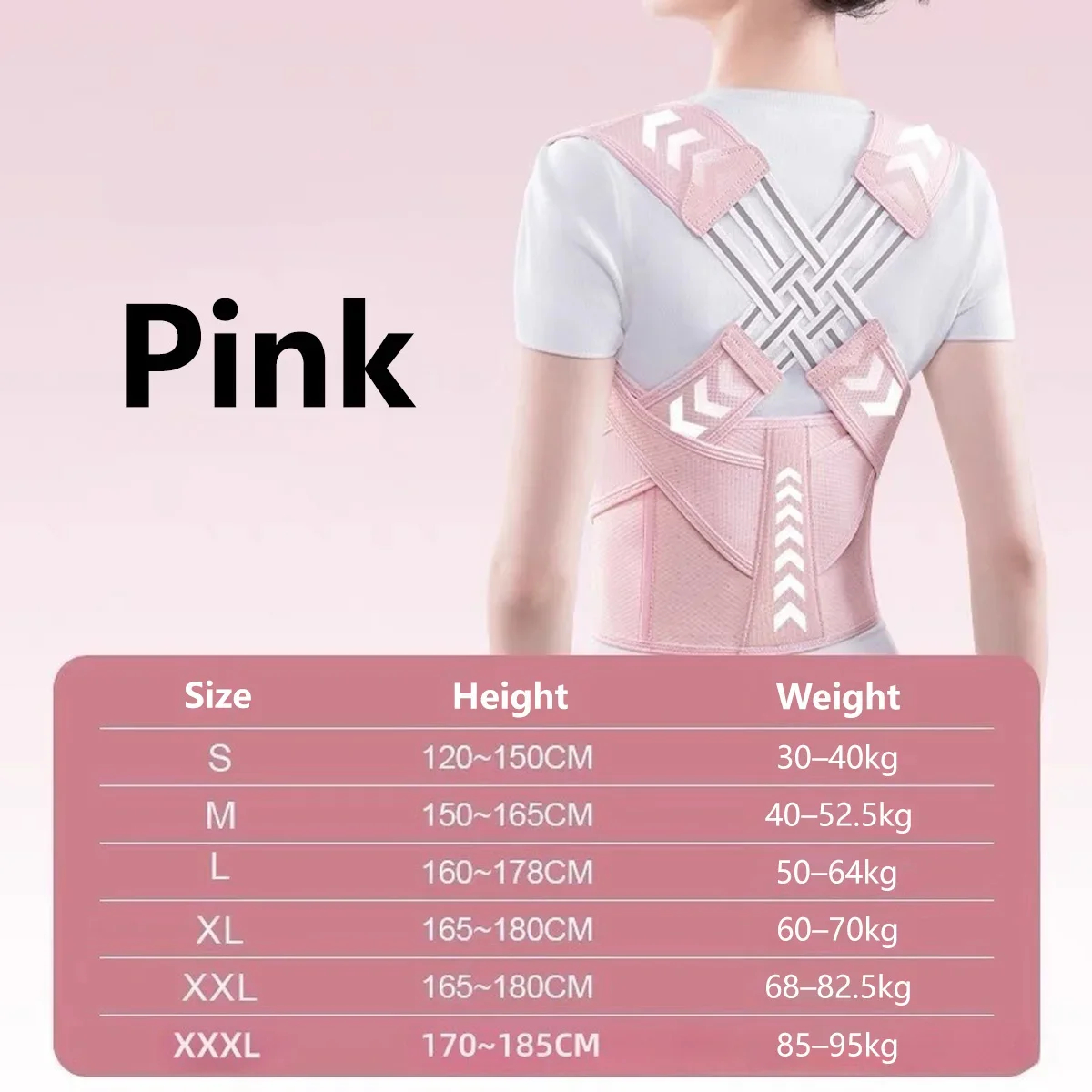 Posture Corrector Back Support Belt size chart
